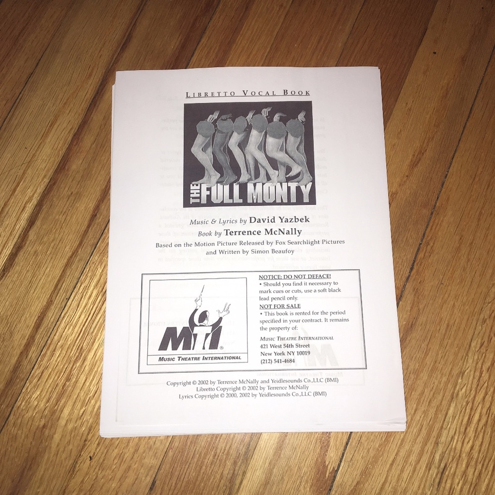 The Full Monty Libretto/Script